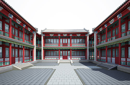保亭北京四合院设计古建筑鸟瞰图展示